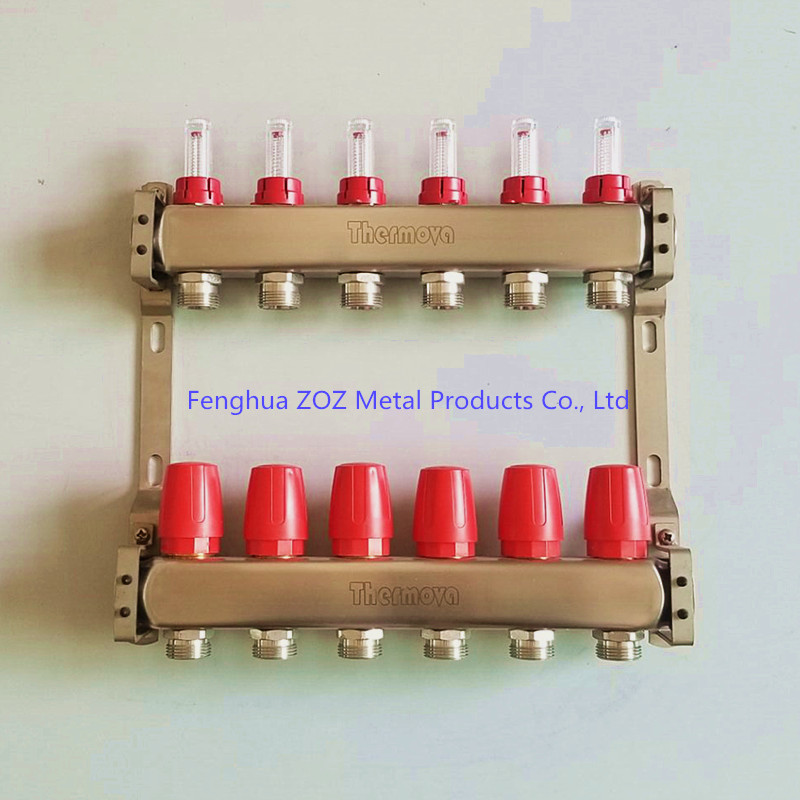 Stainless Steel 304 Underfloor Heating Manifolds set with flowmeters