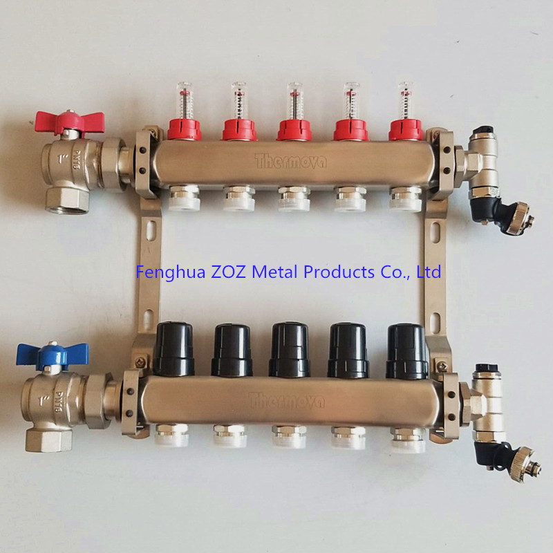 Underfloor heating stainless Steel manifolds with flow meters