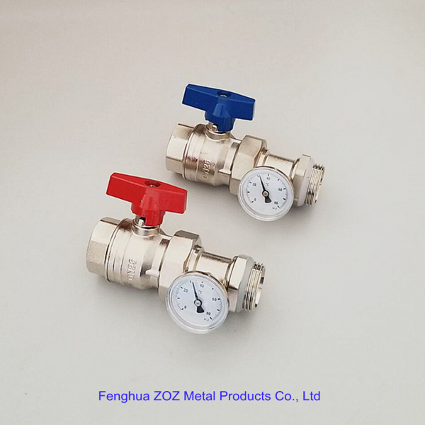 1'' Underfloor Heating Manifold Ball Valve With Thermometer ,Radiant