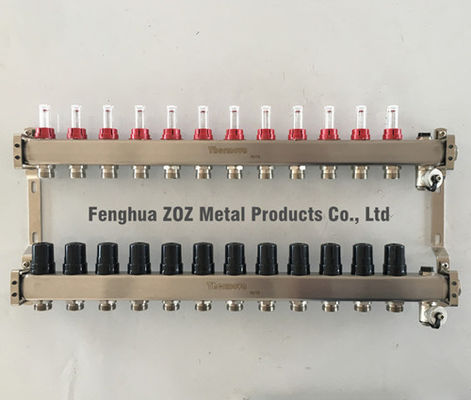 RVS Verdelers voor vloerverwarming met flowmeters , Vloerverwarming verdelers met