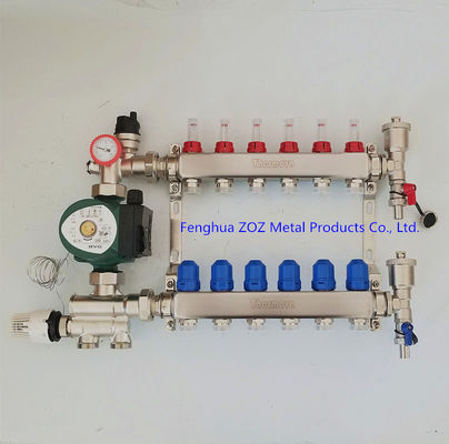 Floor heating manifold pump and mixing valve set