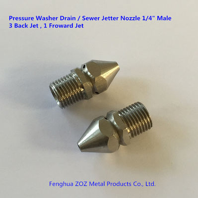 1/4" Male Stainless Steel Sewer Cleaner Jetter Nozzle (4 Jets)