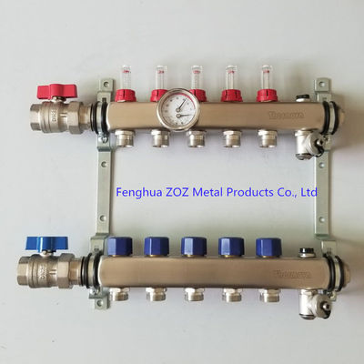 Radiant Floor Heating Manifold Set of Stainless Steel 304 , PEX Radiant Heating Manifolds