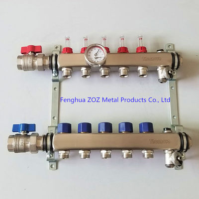 Radiant Floor Heating Manifold Set of Stainless Steel 304 , PEX Radiant Heating Manifolds