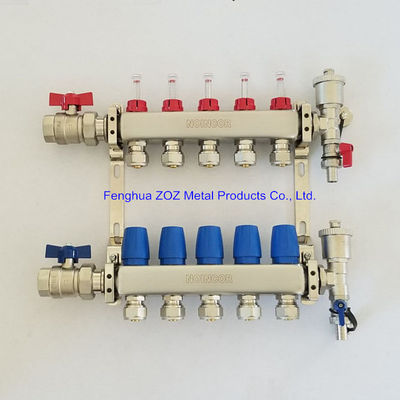 Stainless Steel Radiant Heat Manifold Assembly w/ Flow Meter