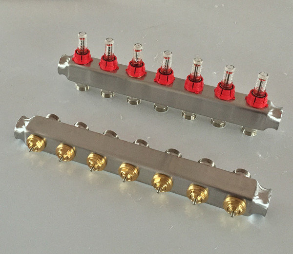 7 Loop/Port Underfloor Heating Manifolds With Adjustable Flow Meter