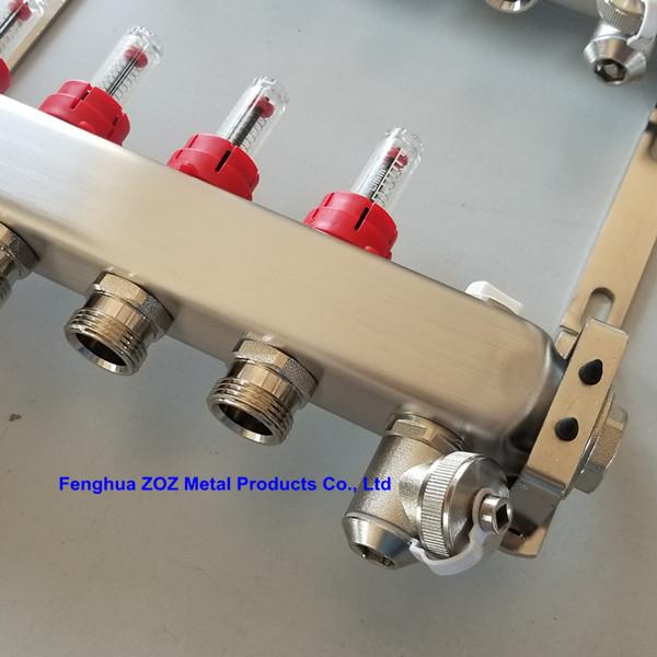 ZZ18155 PEX Radiant Floor Heating Stainless Steel Manifold Set , Underfloor Heating Manifolds
