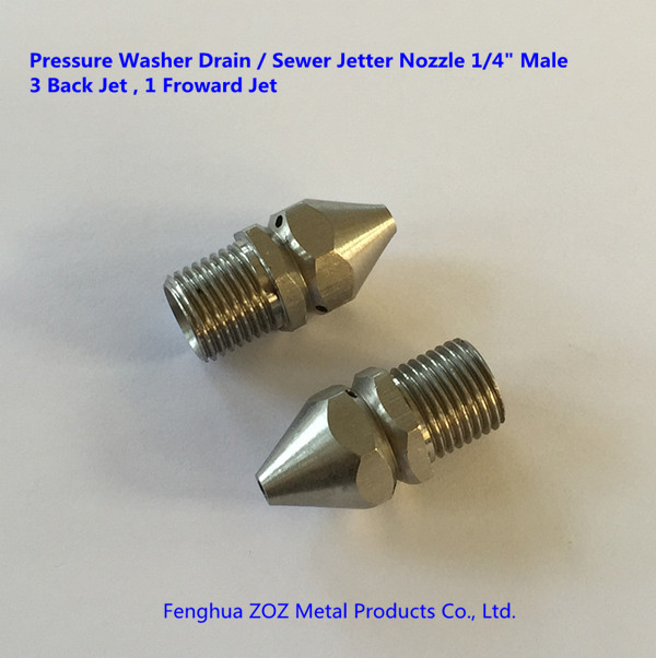 1/4" Male Stainless Steel Sewer Cleaner Jetter Nozzle (4 Jets)
