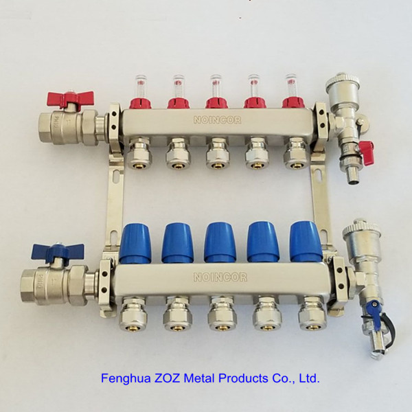 Stainless Steel Radiant Heat Manifold Assembly w/ Flow Meter